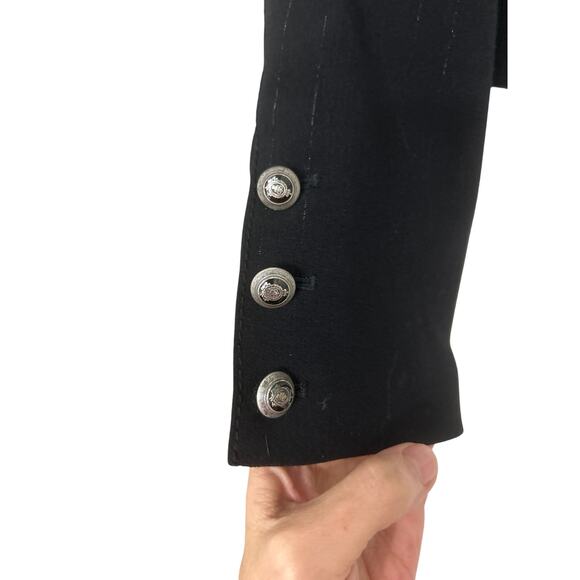 Guess Y2K Black Fitted Crop Blazer w/ Metallic Pinstripe & Corset Seaming Small - Picture 11 of 16